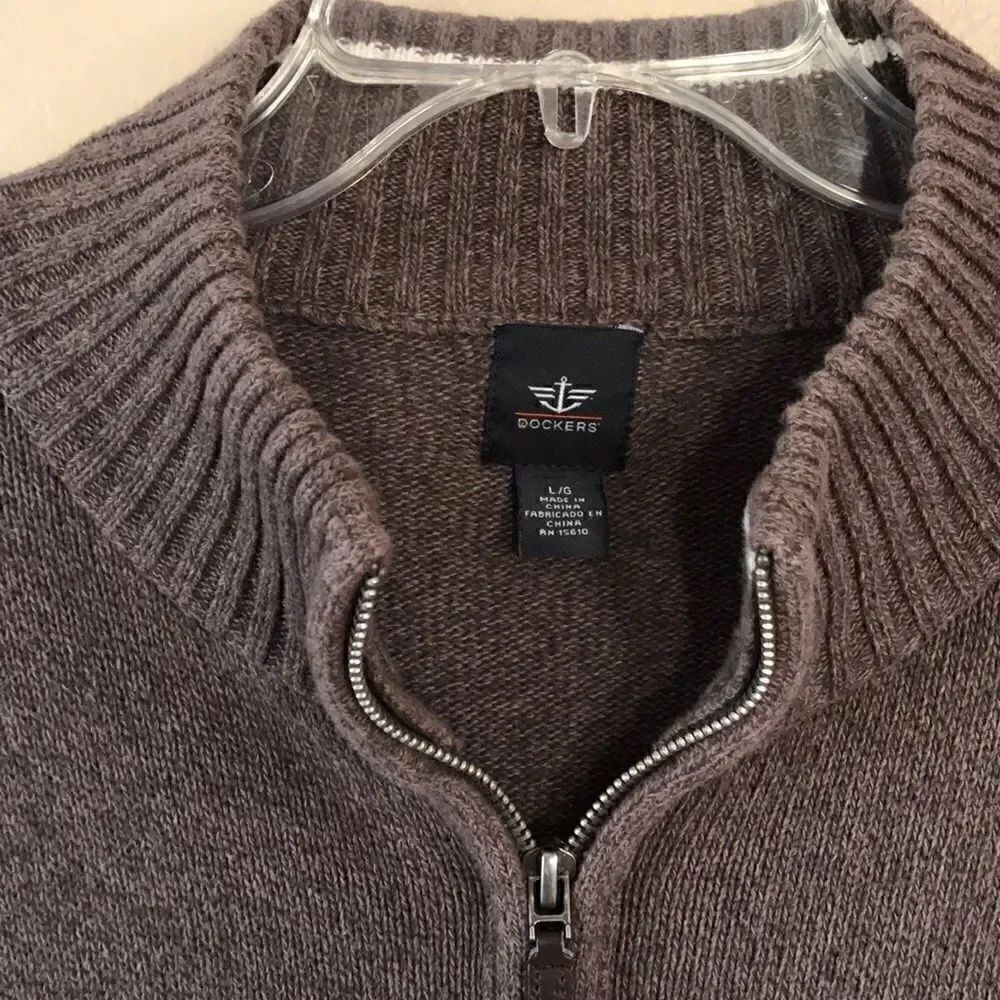 Dockers Brown Full ZIP Sweater